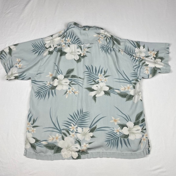 Tommy Bahama Mens Large Silk Tropical Hibiscus Floral Camp Shirt Light Blue L - Picture 5 of 6